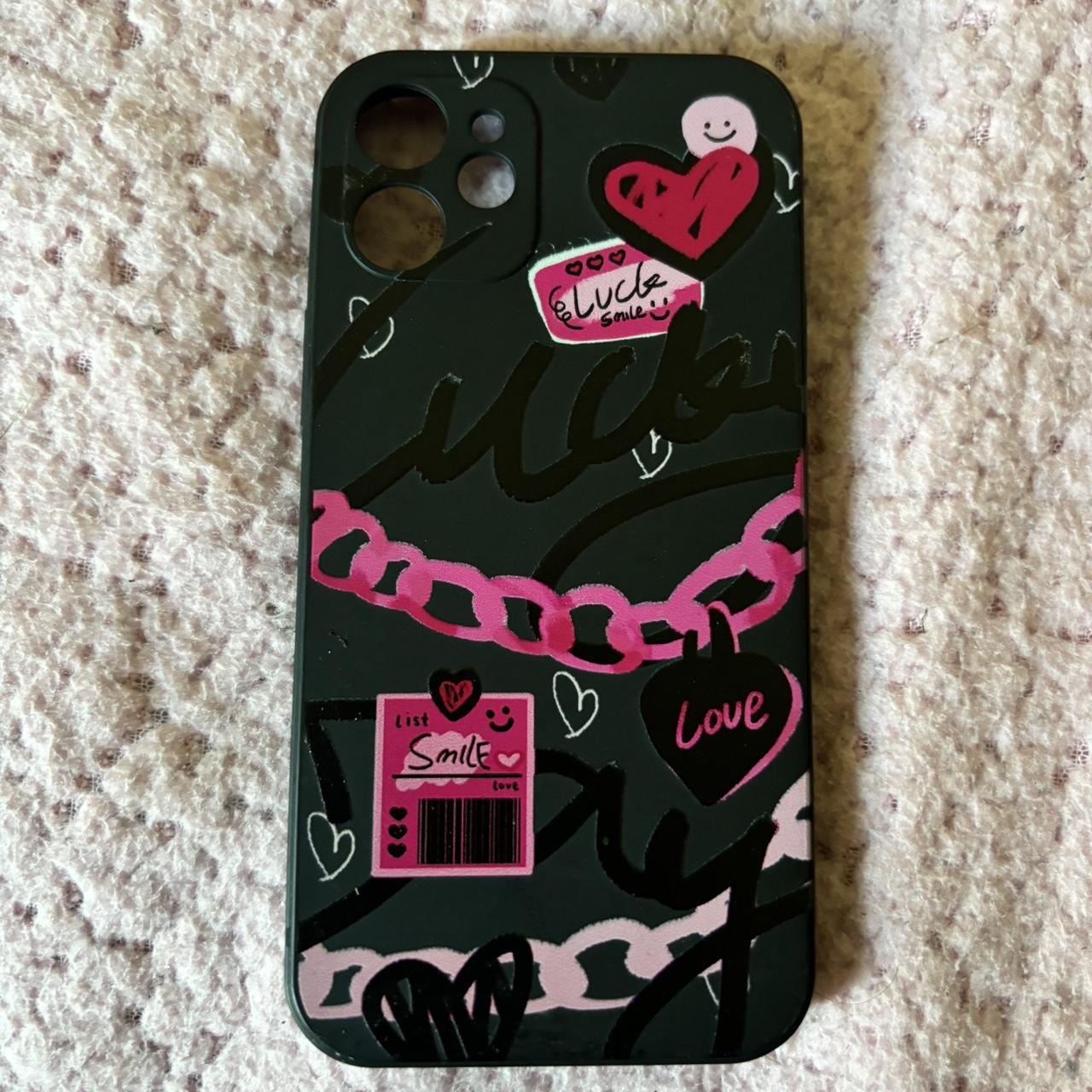 Black and pink phone case for iPhone 12 mini Depop