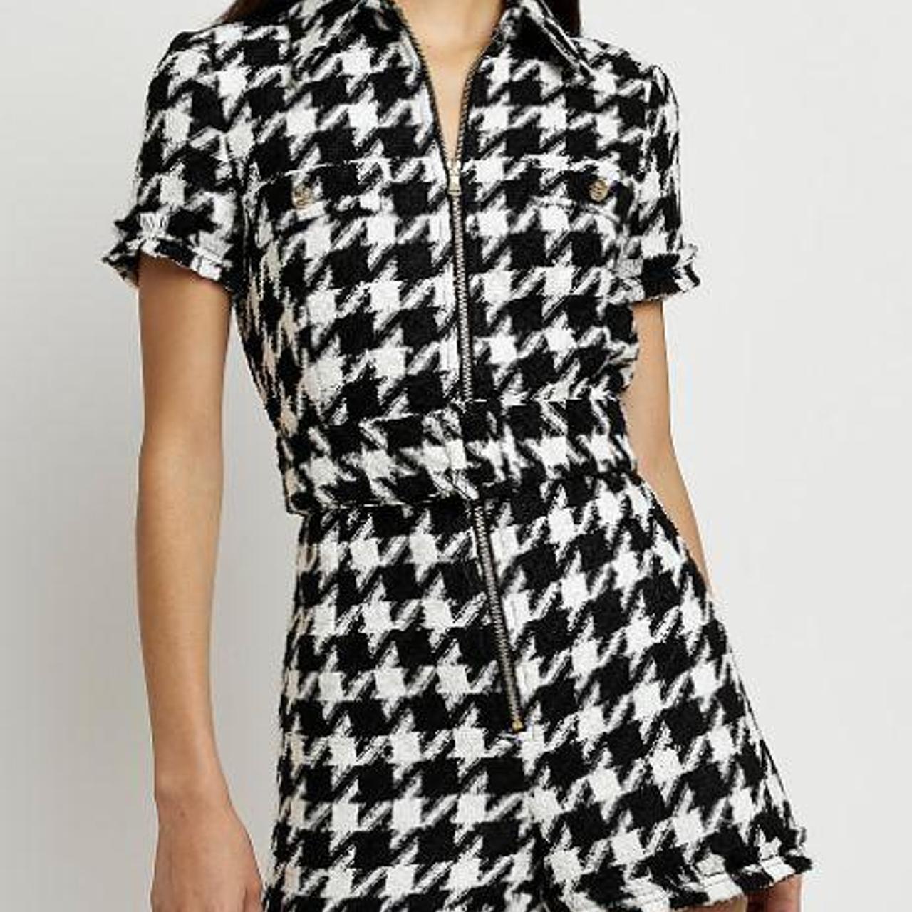 River Island Women Romper Black Dogtooth Depop