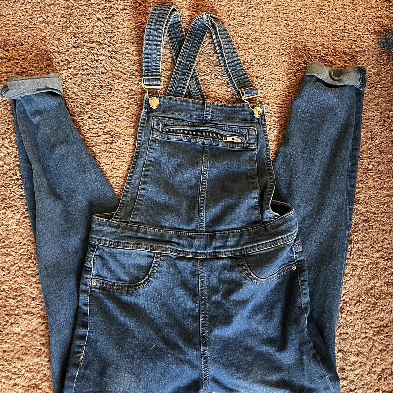 H&M Blue Denim Overalls Size Medium, overalls are... Depop