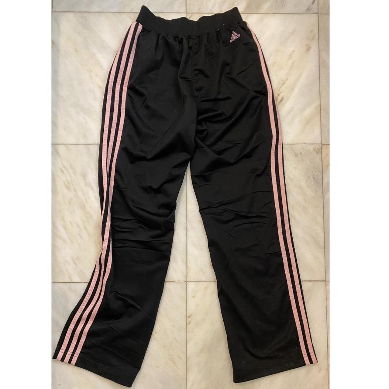 adidas black baggy track pants w/ pink stripes.... Depop