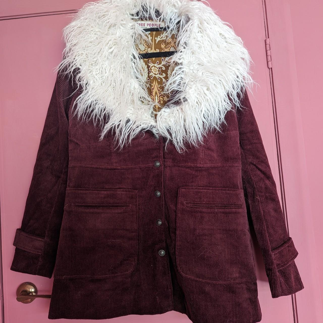 FREE PEOPLE Lady Lane Faux Fur Collar , cord coat... Depop