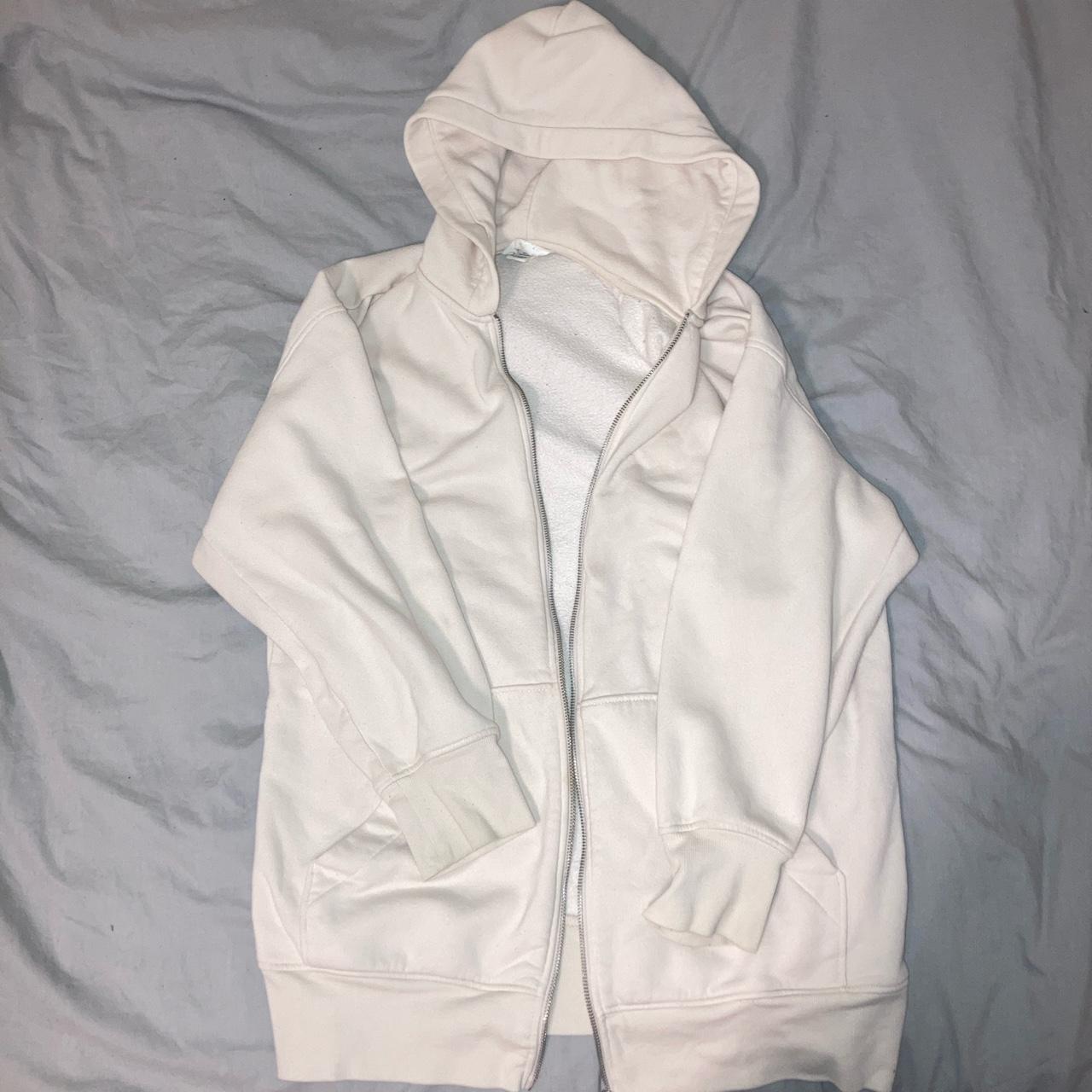 Oversized Off-white Cream Zip-up Hoodie 💌  - Depop