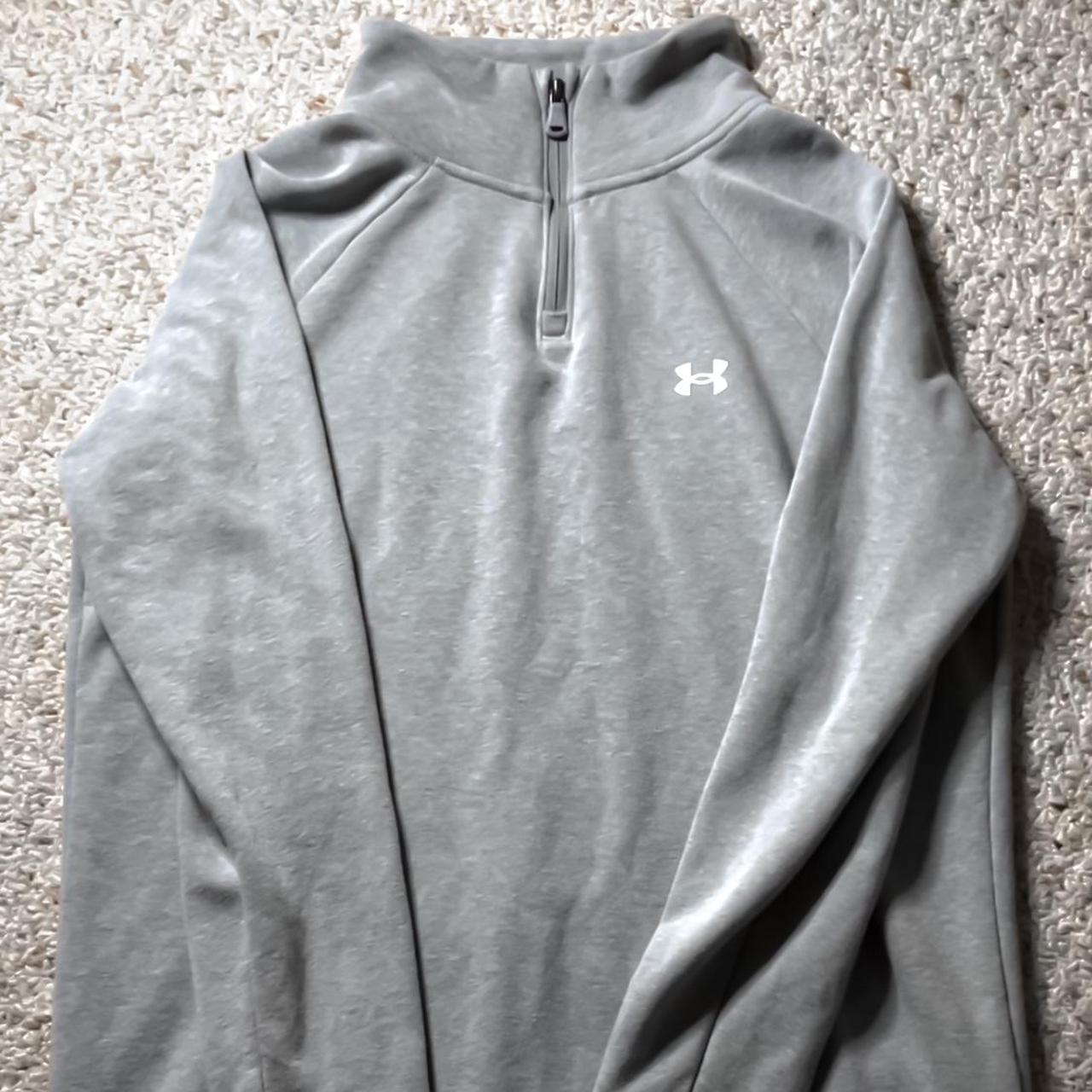 UnderAmour - light gray zip-up sweatshirt - size :... - Depop