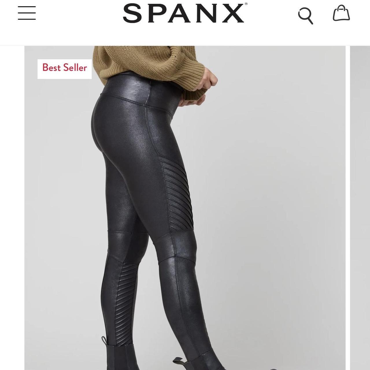 SPANX Faux Leather Moto Leggings •Size: Small - Depop