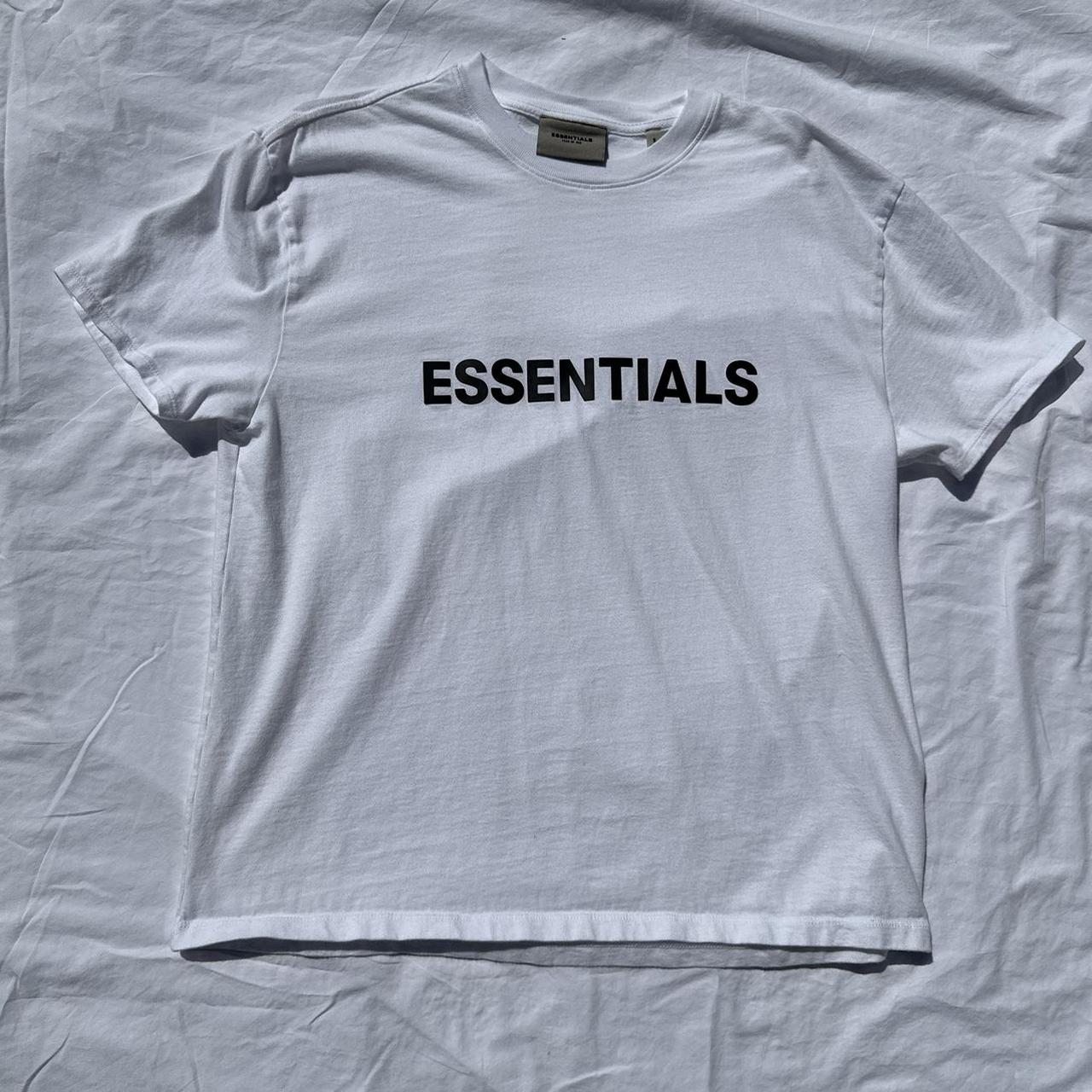 essentials all white tee size small barely... - Depop