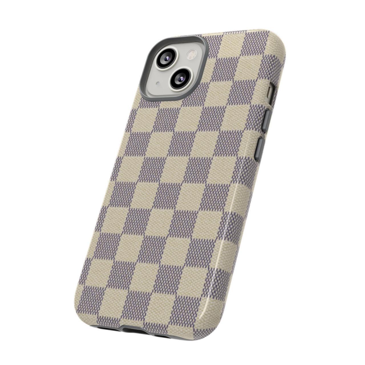 Brown, Beige: Checkered Pattern iPhone Case