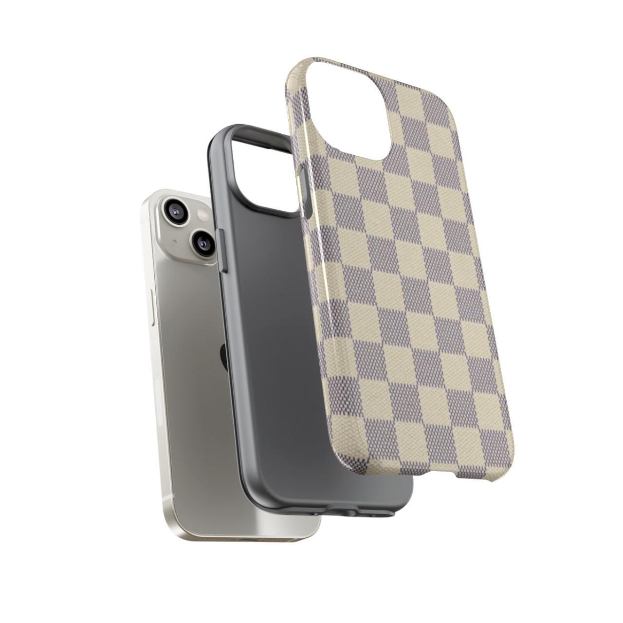 Brown, Beige: Checkered Pattern iPhone Case