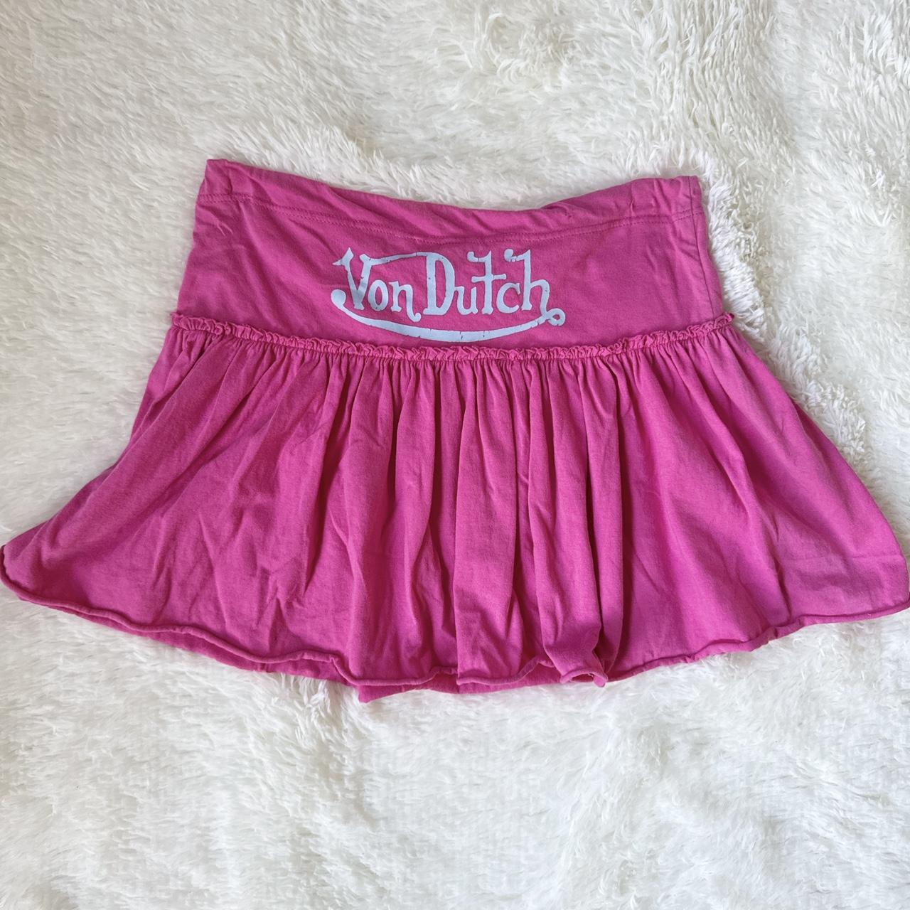 Pink von-dutch-mini-skirt - Depop
