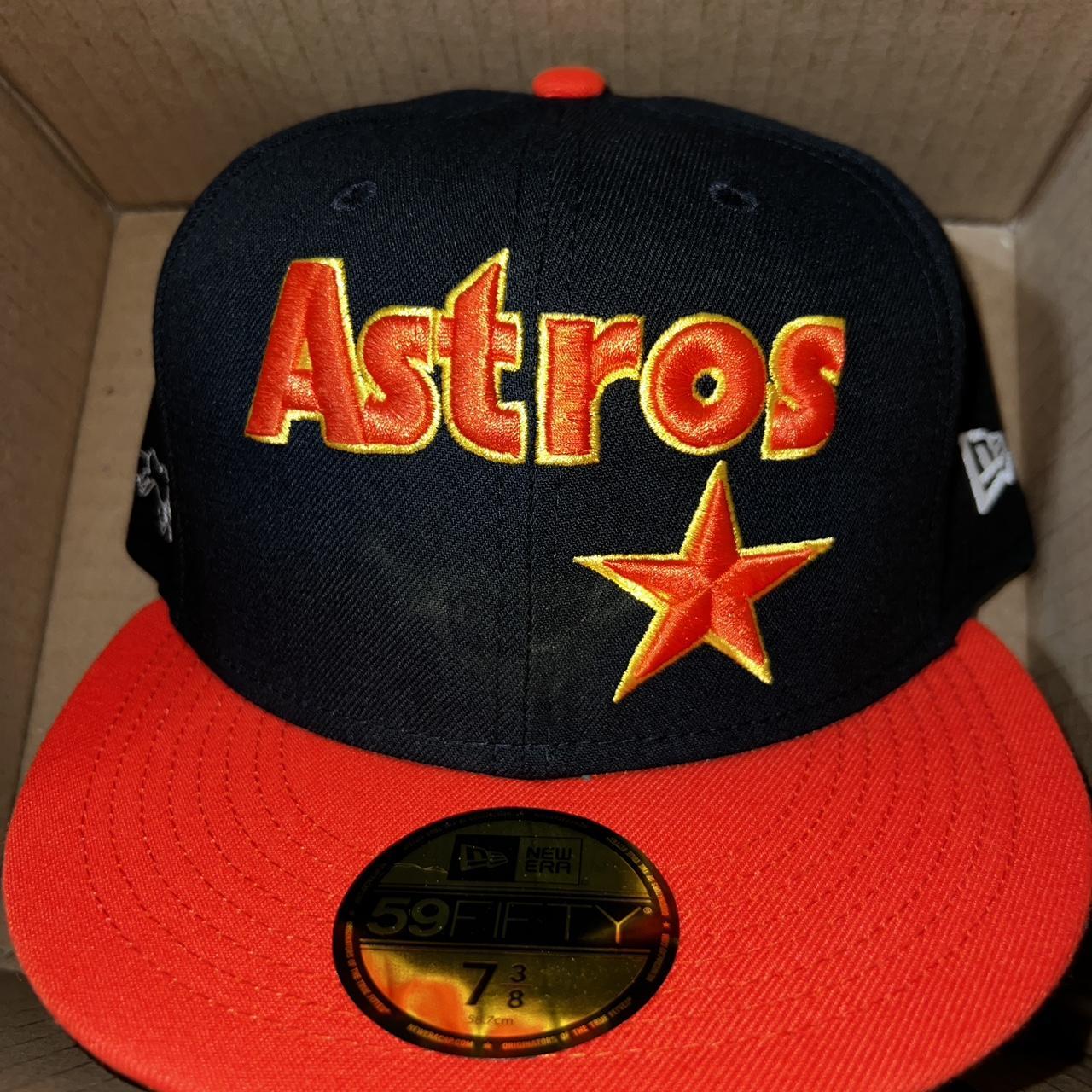 Vintage Throwback Houston Astros Orange & Black Denim Snapback