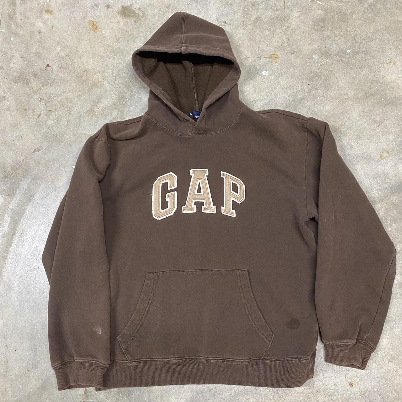 Gap Men's Brown and Tan Hoodie Depop
