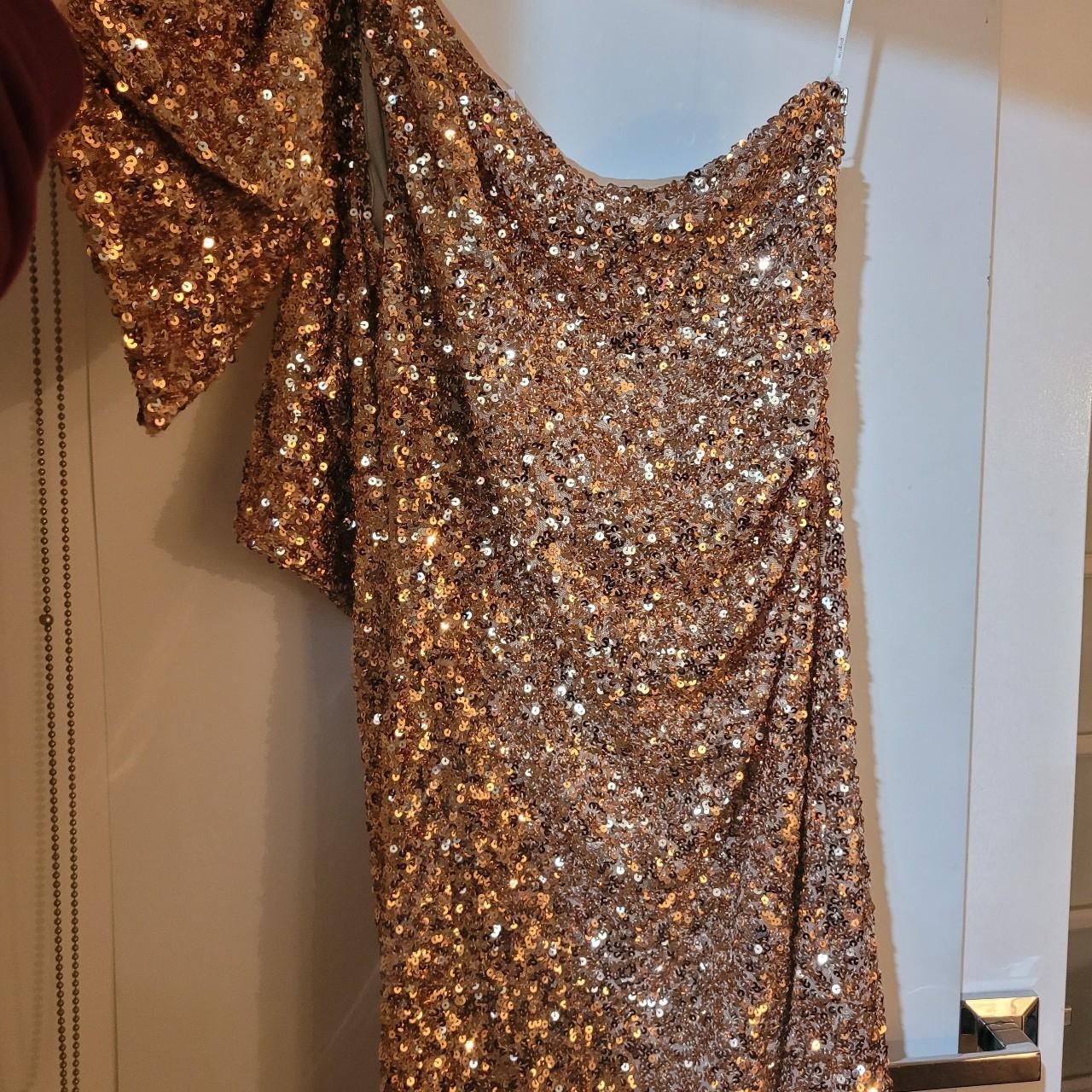 Rose gold, sequin Pilgrim dress, worn once. - Depop