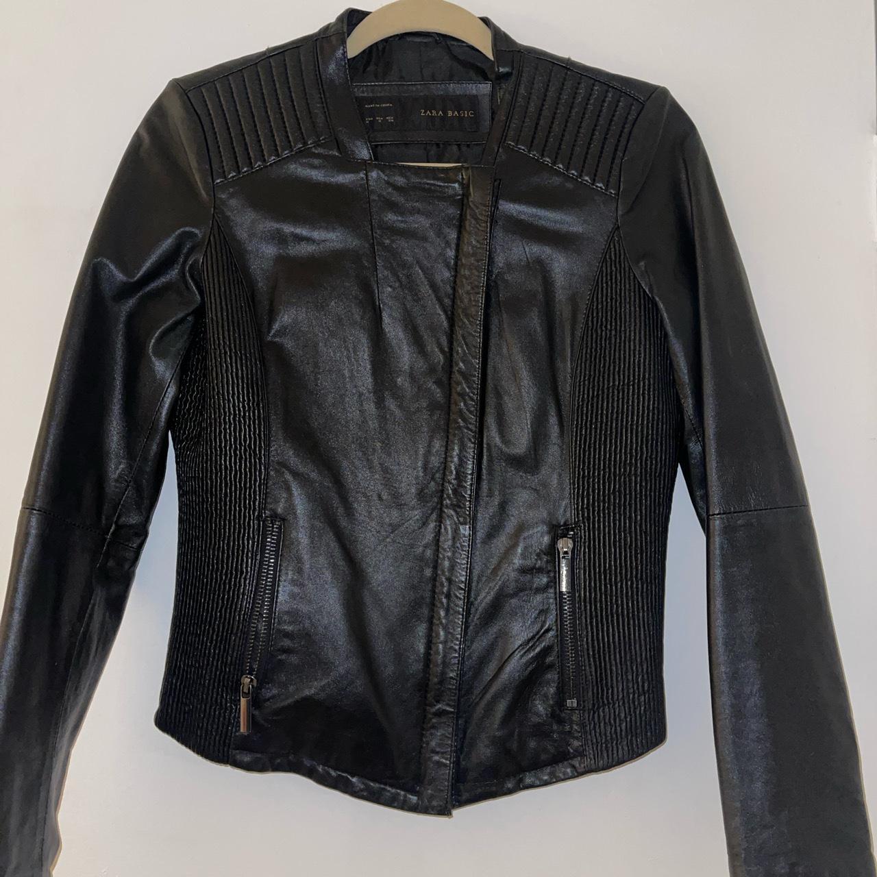 Zara faux leather jacket only worn a few times Says... - Depop