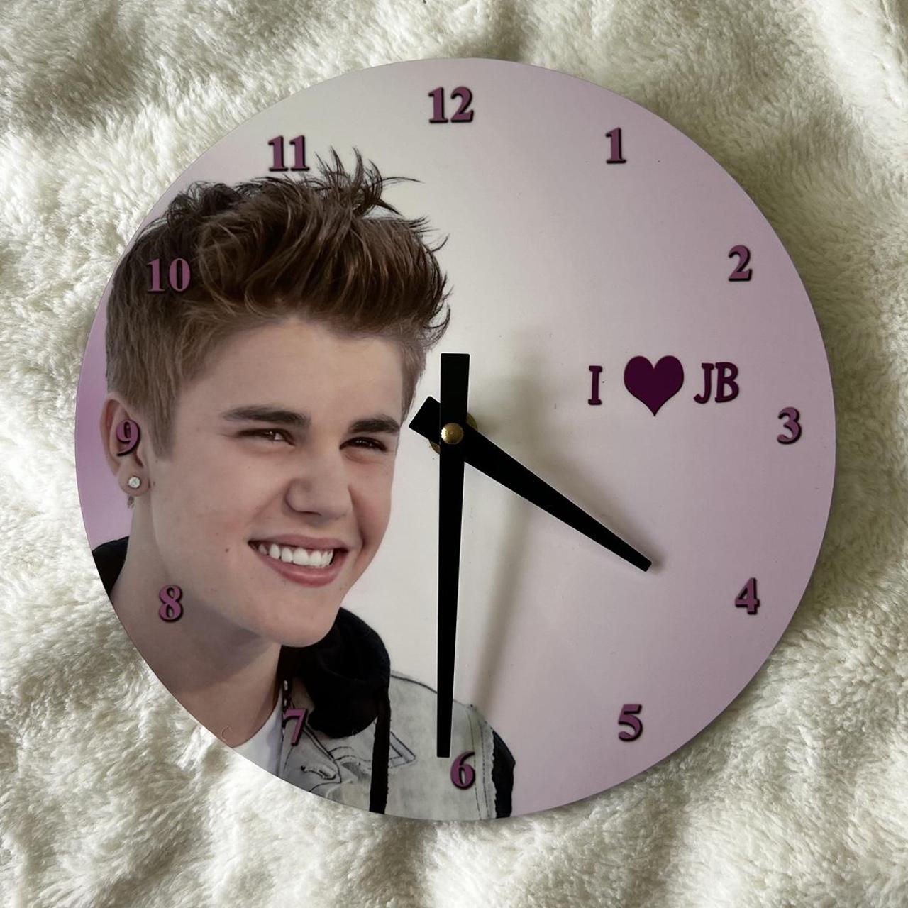 Justin Bieber wall clock, battery powered never... Depop