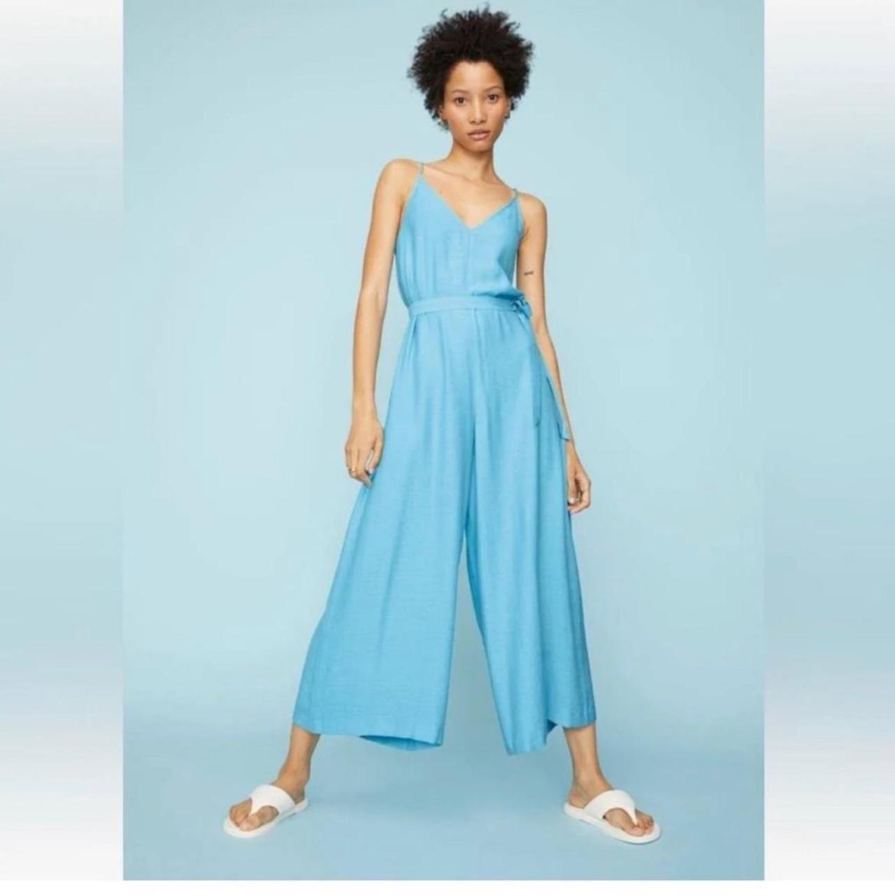 h m light blue linen jumpsuit very light linen