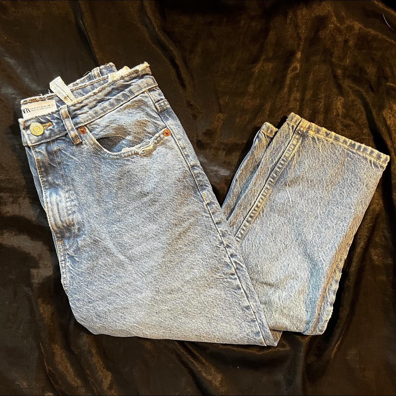 light wash zara jeans 100 cotton size 6 jeans... Depop