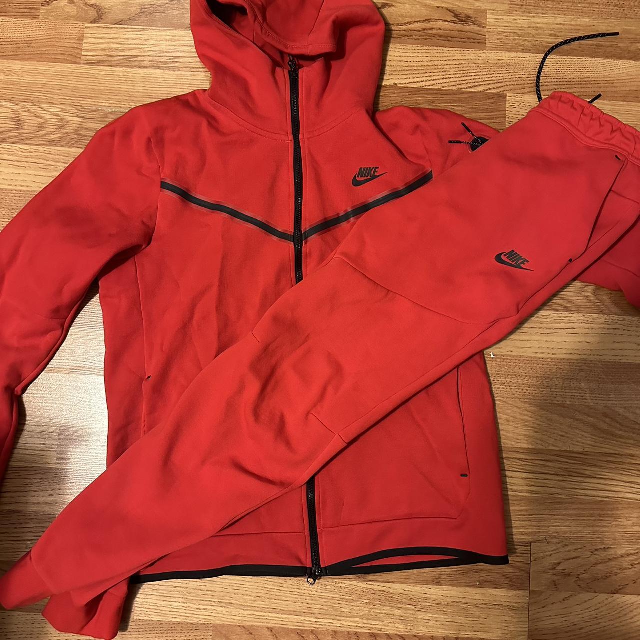 red nike tech sweatsuit. jacket xl pants medium