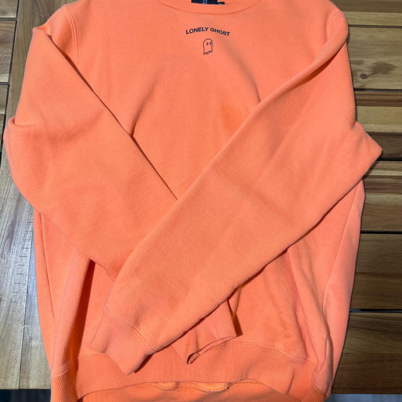 Outlet Lonely Ghost Neon Orange Crewneck Sweatshirt