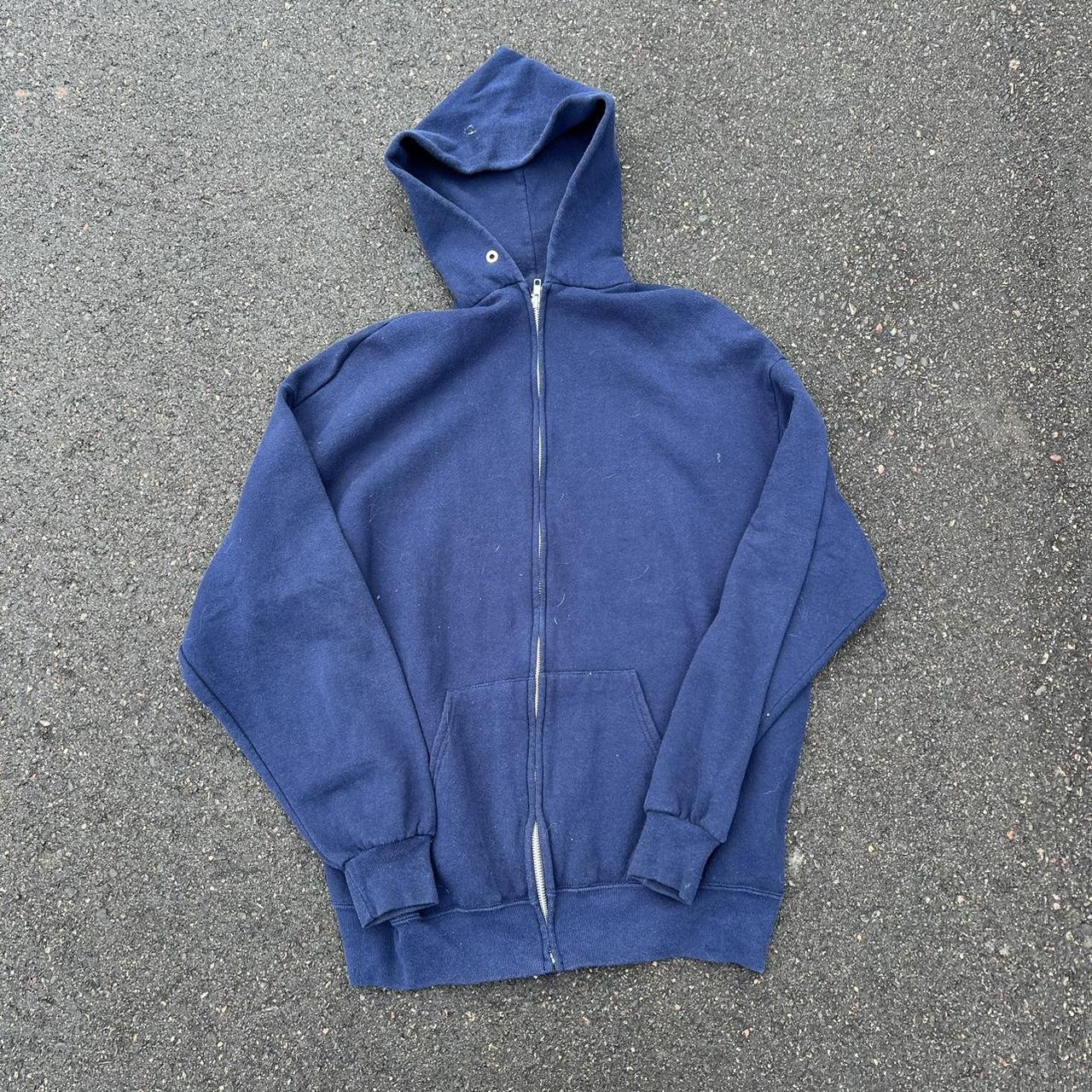 Vintage navy blue zip up hoodie, Size XL could fit