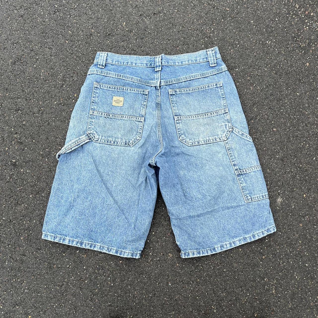 Vintage Lee dungaree carpenter shorts Color blue... - Depop