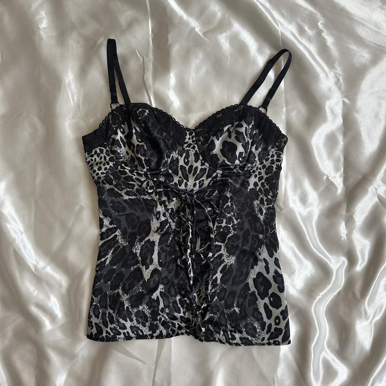 Guess leopard print y2k bustier corset top... - Depop