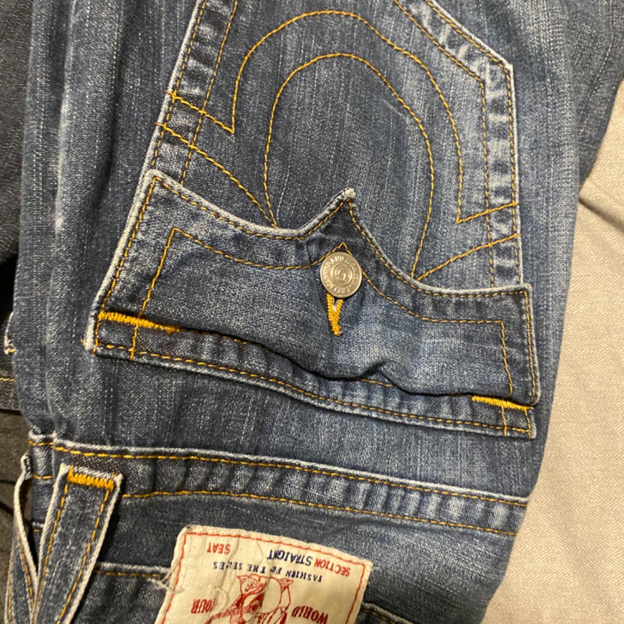 True Religion Denim Jeans Yellow Stitching - Depop