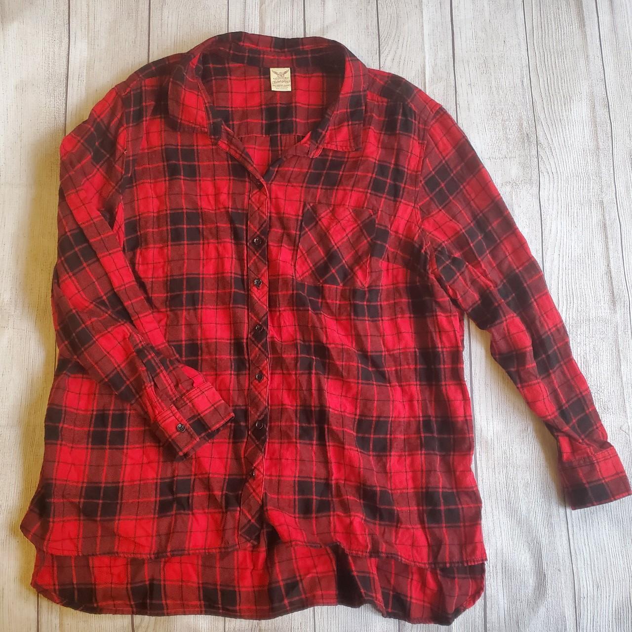 Faded Glory Women's Red and Black Shirt | Depop