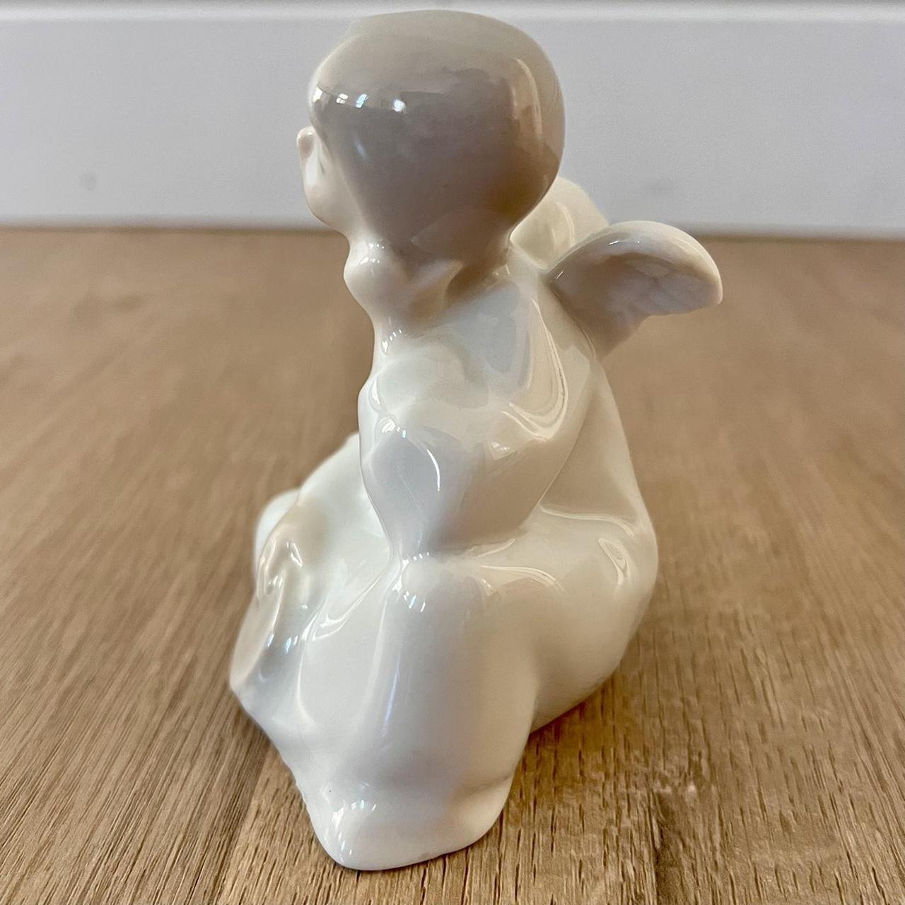 NAO Lladro Pondering Dreaming Angel W/ Tambourine 4”... - Depop