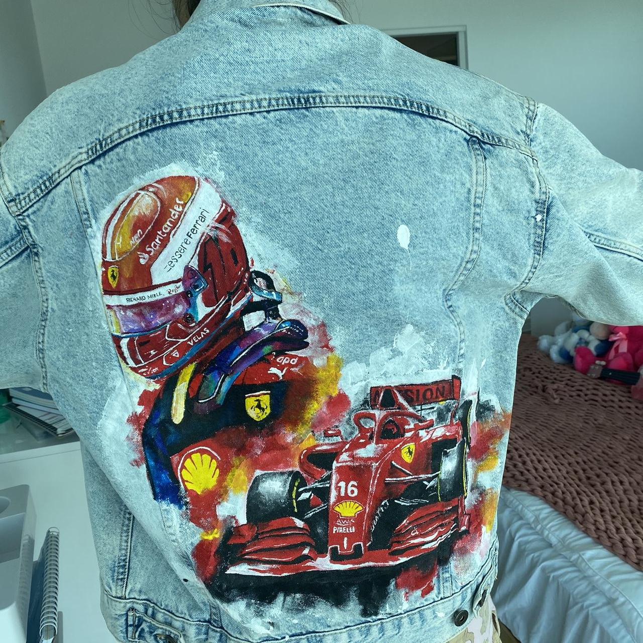 ジャケット Ferrari Tie-dye denim jacket Ferrari hand-painted F1 denim jacket #ferrari #f1 | Depop