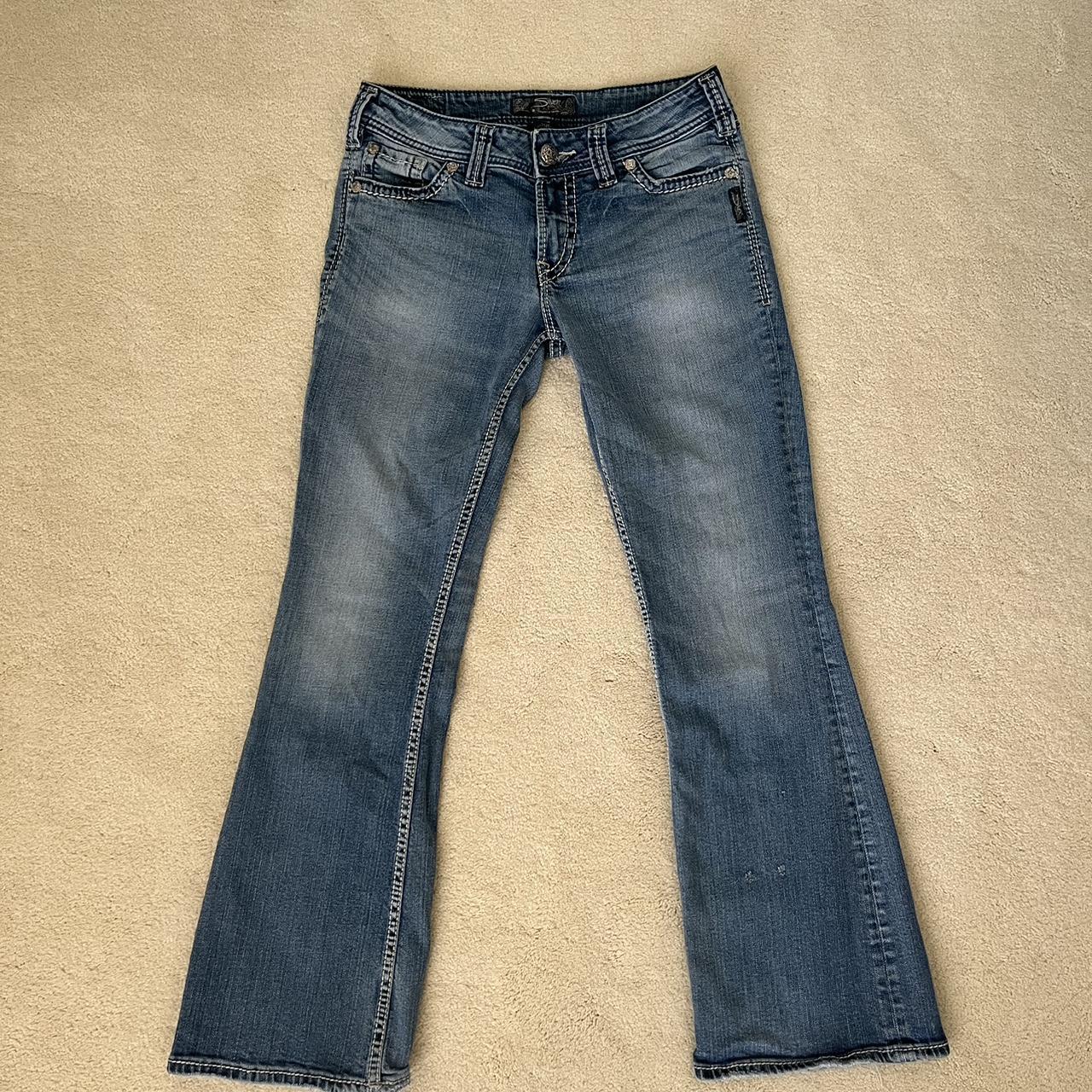 Silver Low Rise Bootcut Jeans -best fits size... - Depop