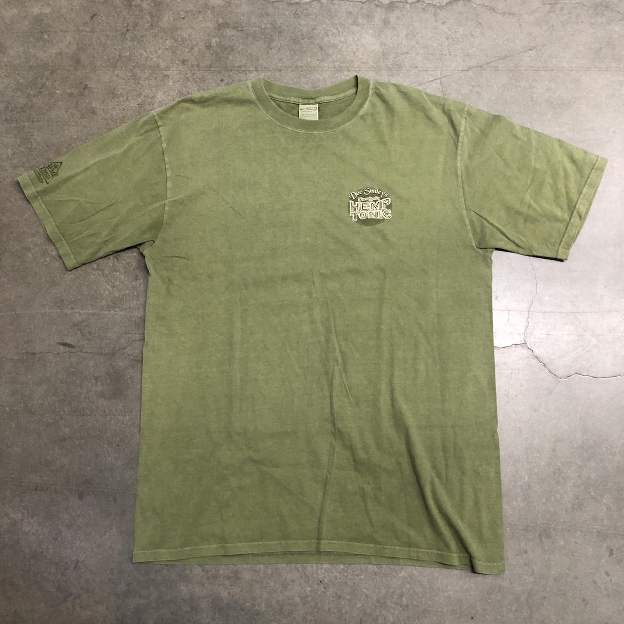 Crazy Shirts Men's Green and Khaki T-shirt | Depop