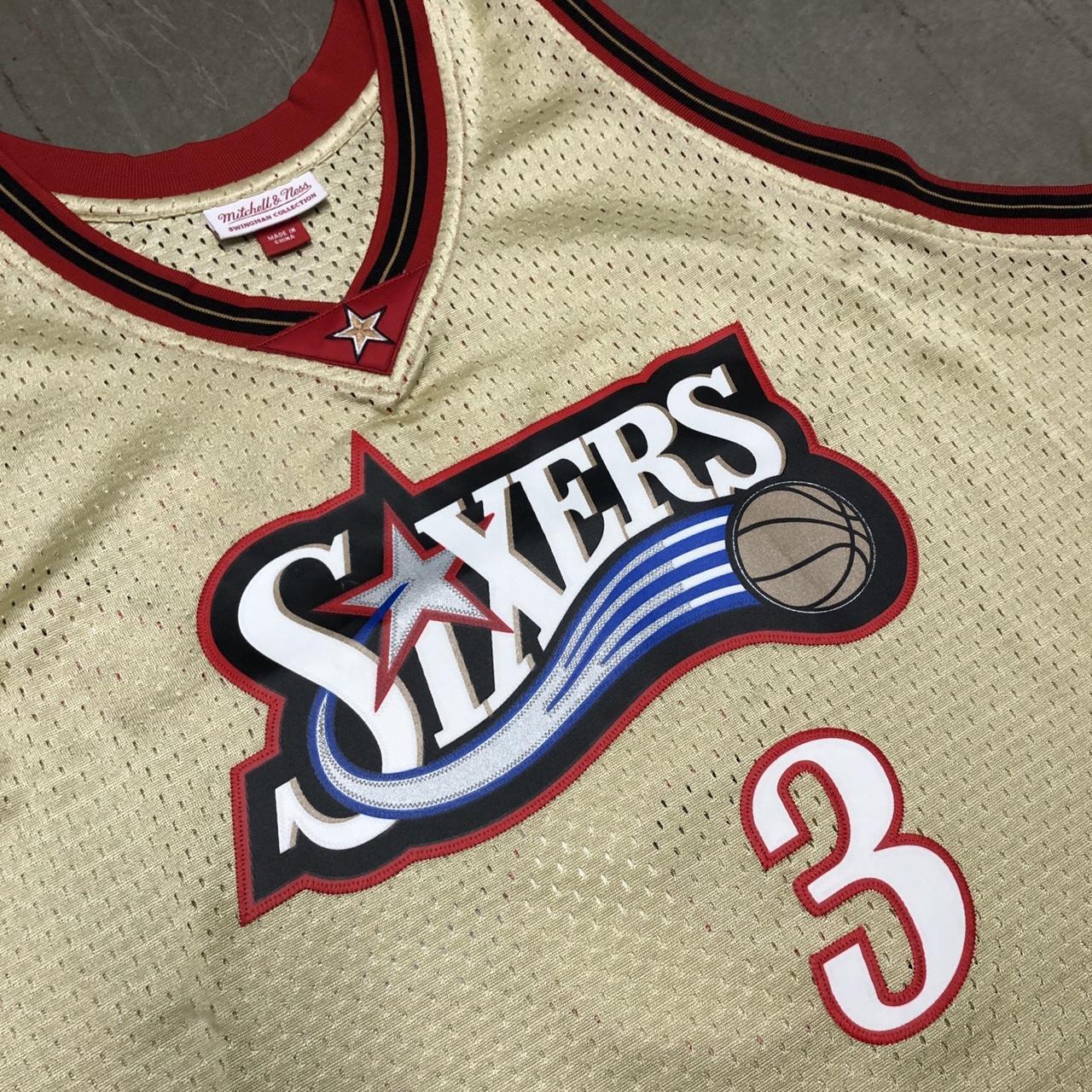 Allen Iverson 3 Philadelphia 76ers 1997 Mitchell & Ness Gold Swingman Jersey  