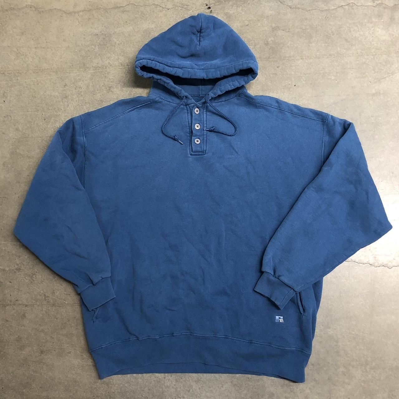 Vintage 90's Russell Athletic Henley Pullover Hoodie | Depop