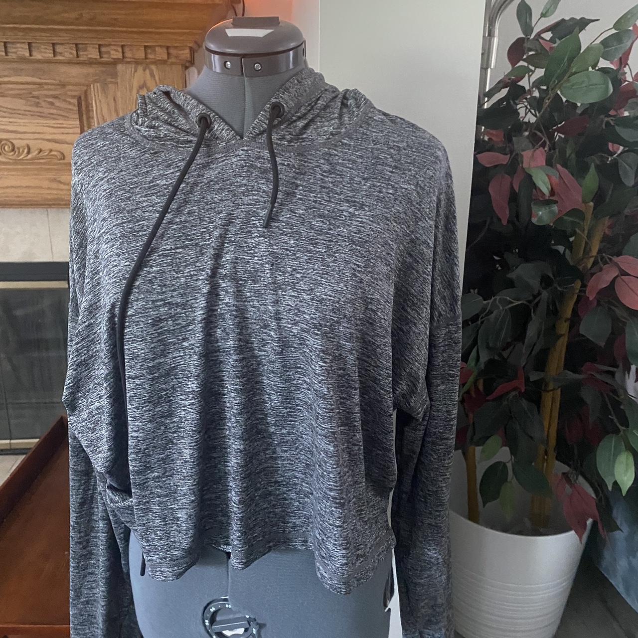 Athleta grey long sleeve cropped hoodie hoodies... Depop