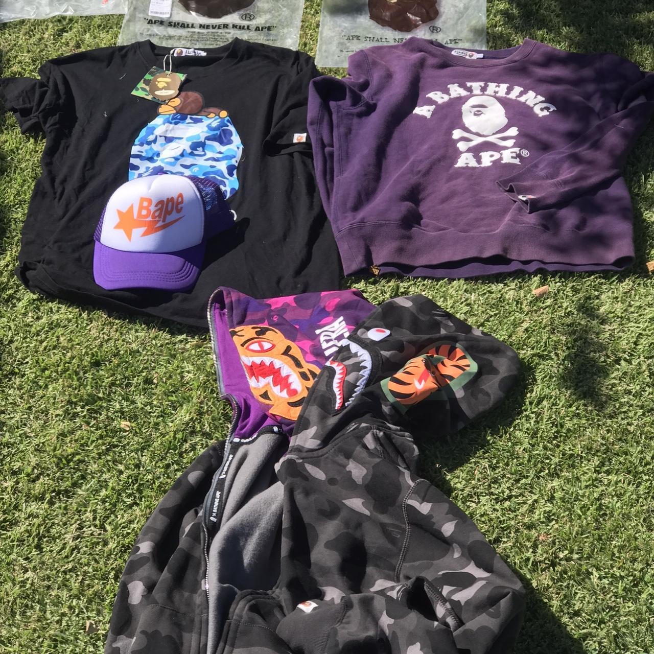 Fake purple bape on sale hoodie