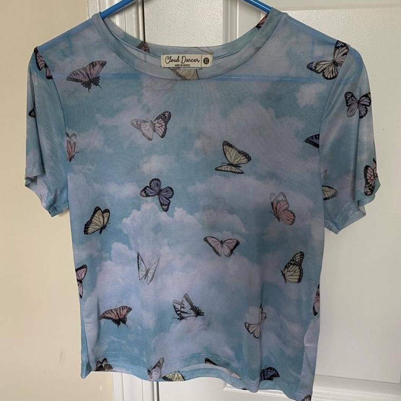 mesh butterfly crop top #mesh #y2k #butterfly #croptop - Depop