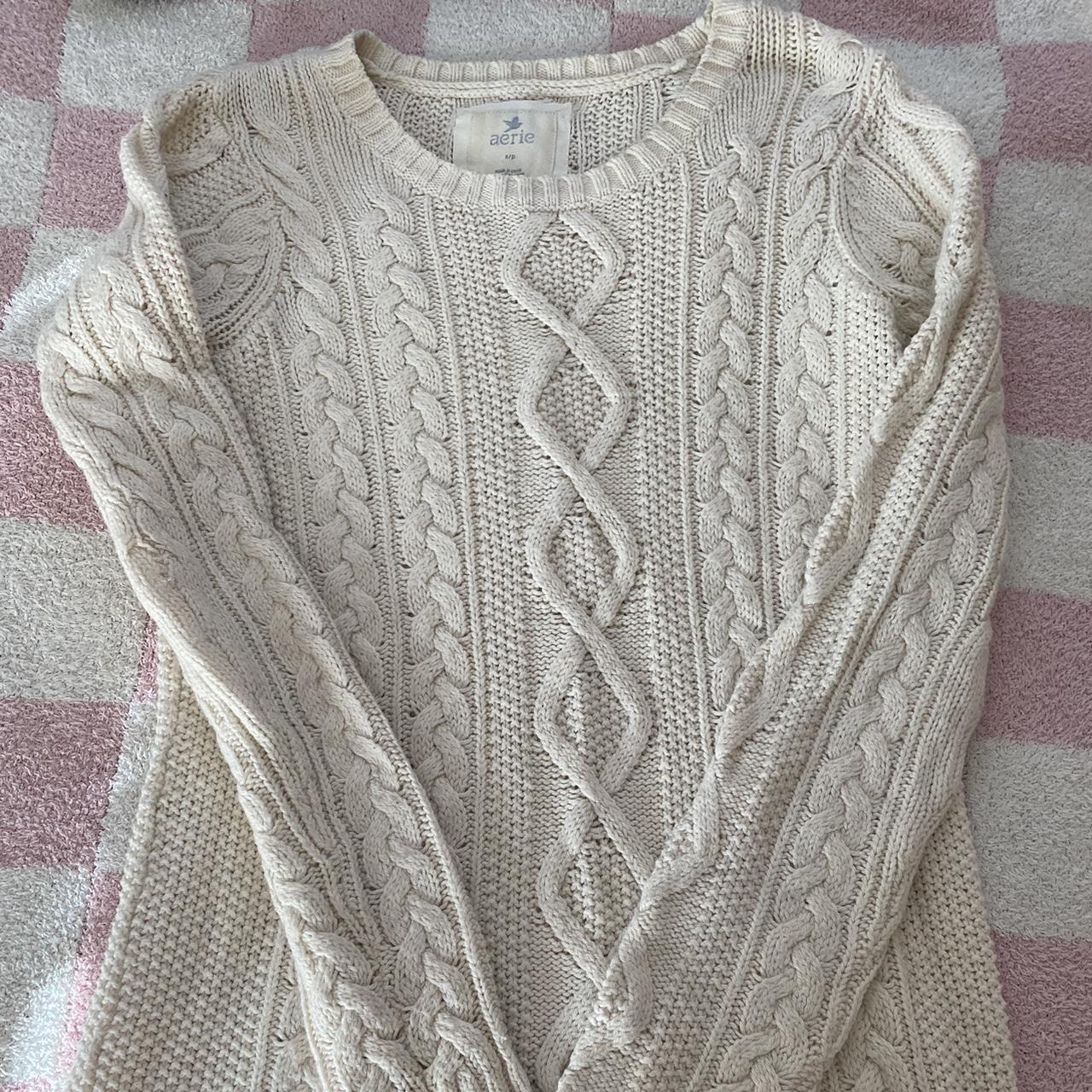 adorable cable knit aerie sweater! ♡ size S ♡ mild... - Depop