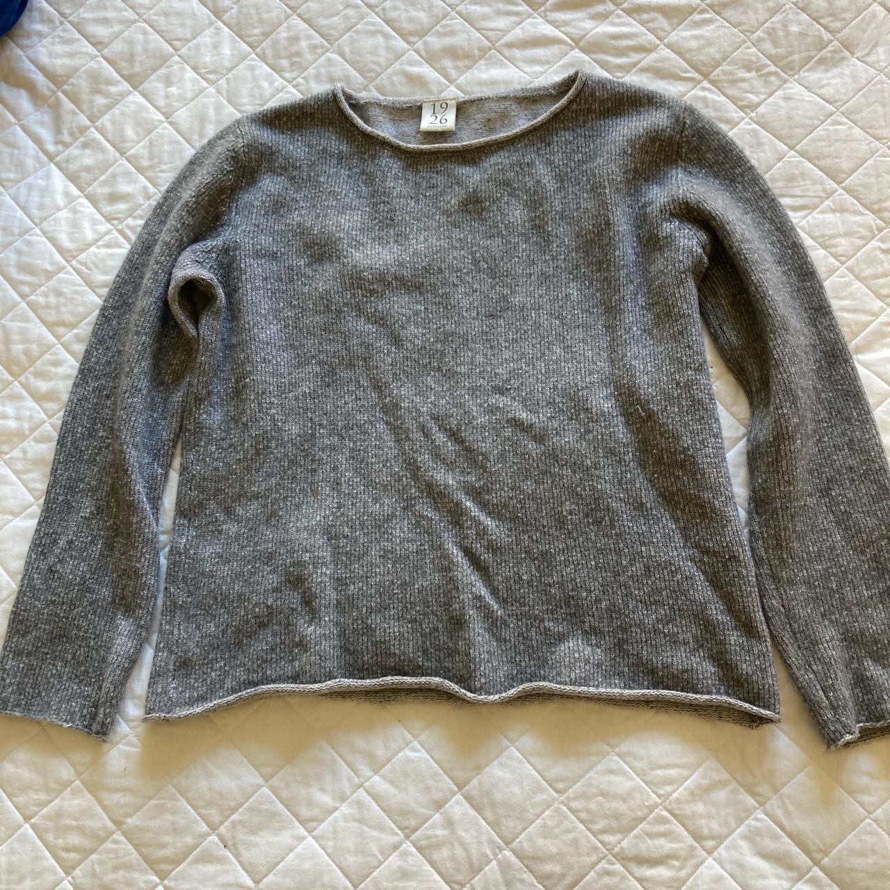 Pure cashmere grey round neck jumper Size 10-12 20”... - Depop