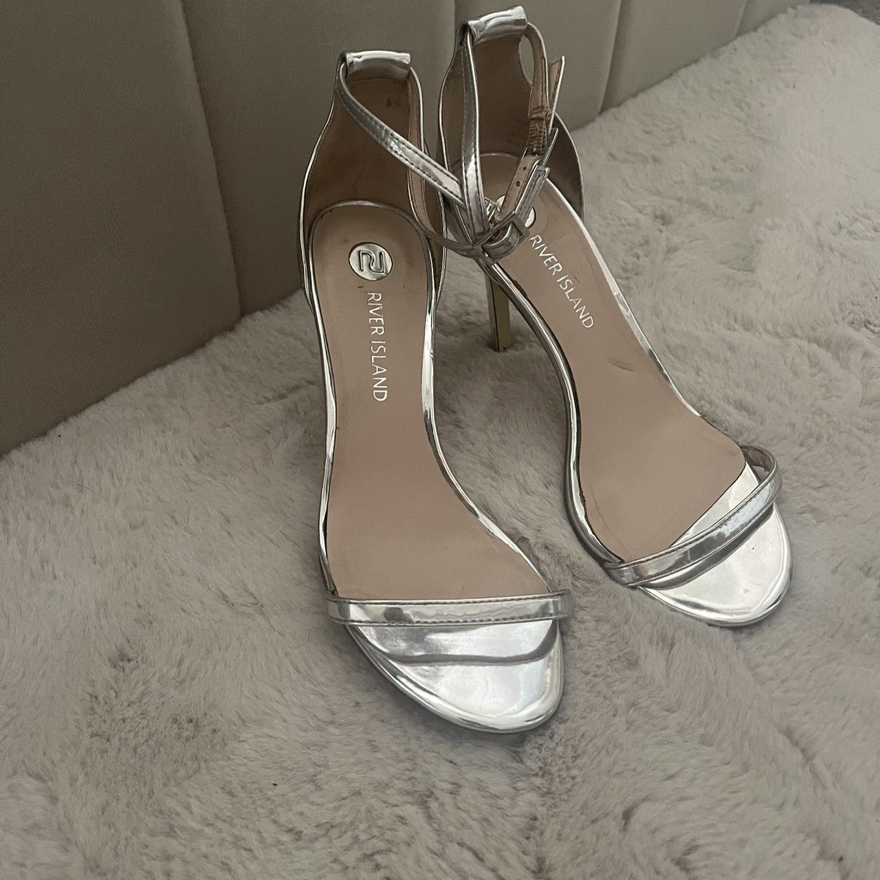 Silver heels from River Island - Depop