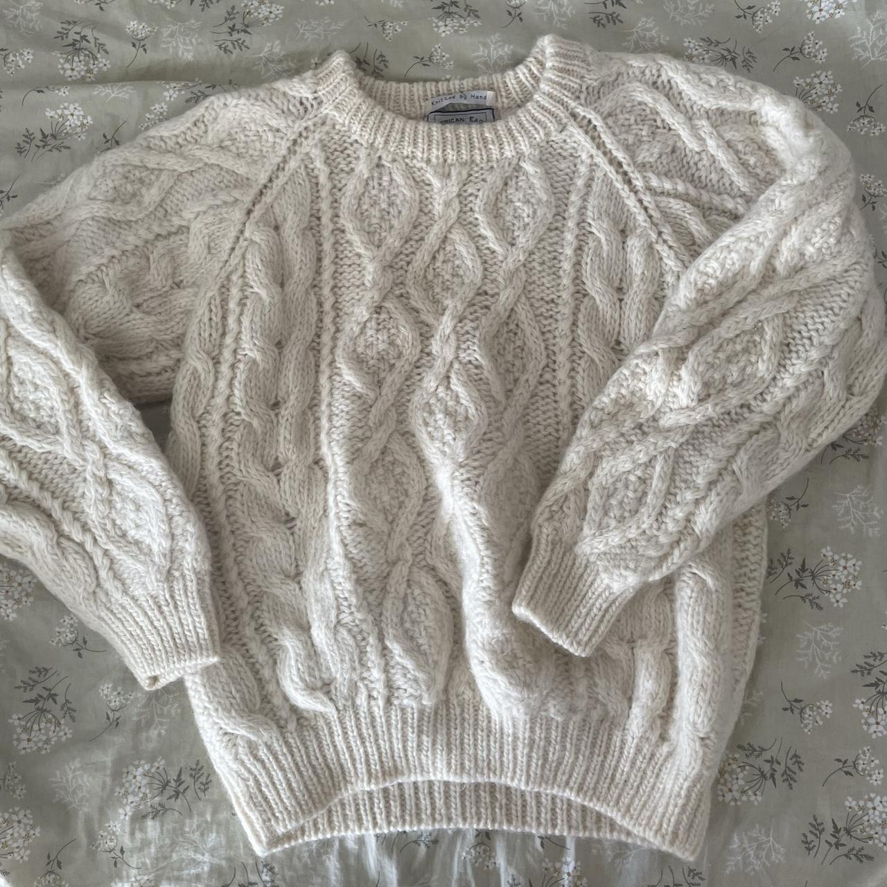 size large, white, knit sweater. can feel itchy. i... - Depop