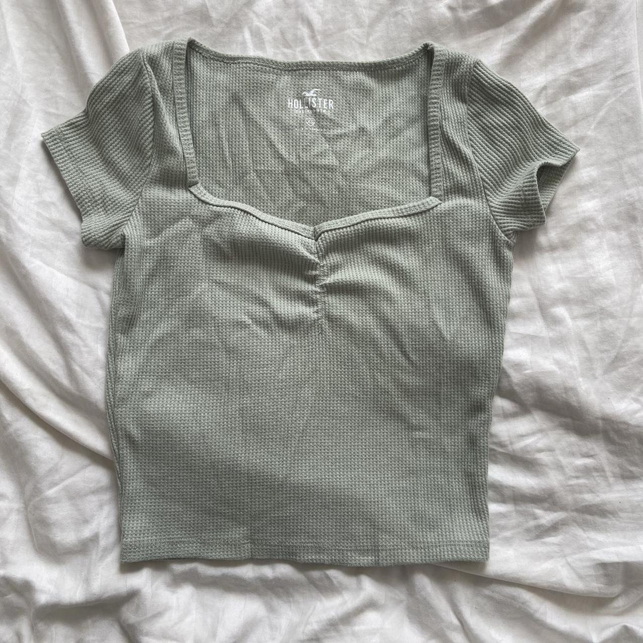sage green hollister top worn once slightly... Depop