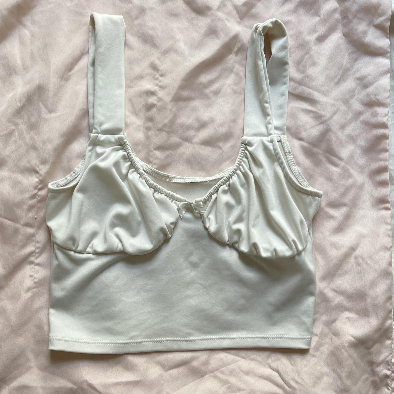 Cute white crop tank with bow -not see through for - Depop