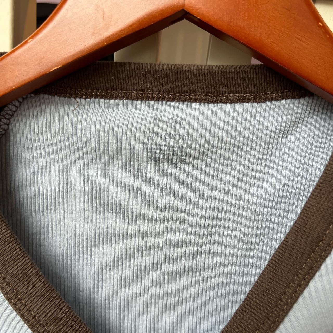 Brandy Melville bella top Light blue with brown... - Depop