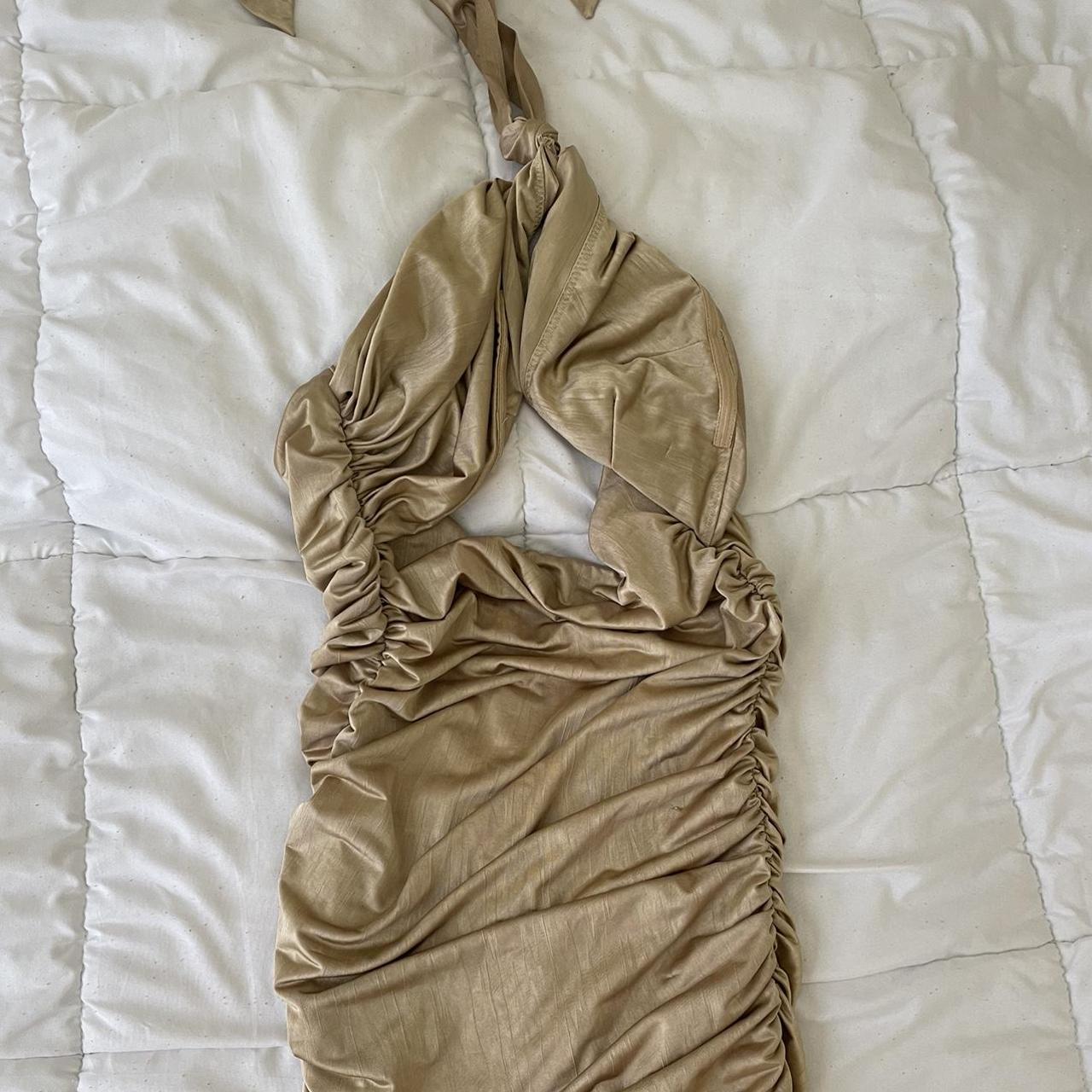 Oh Polly Women's Gold Dress Depop