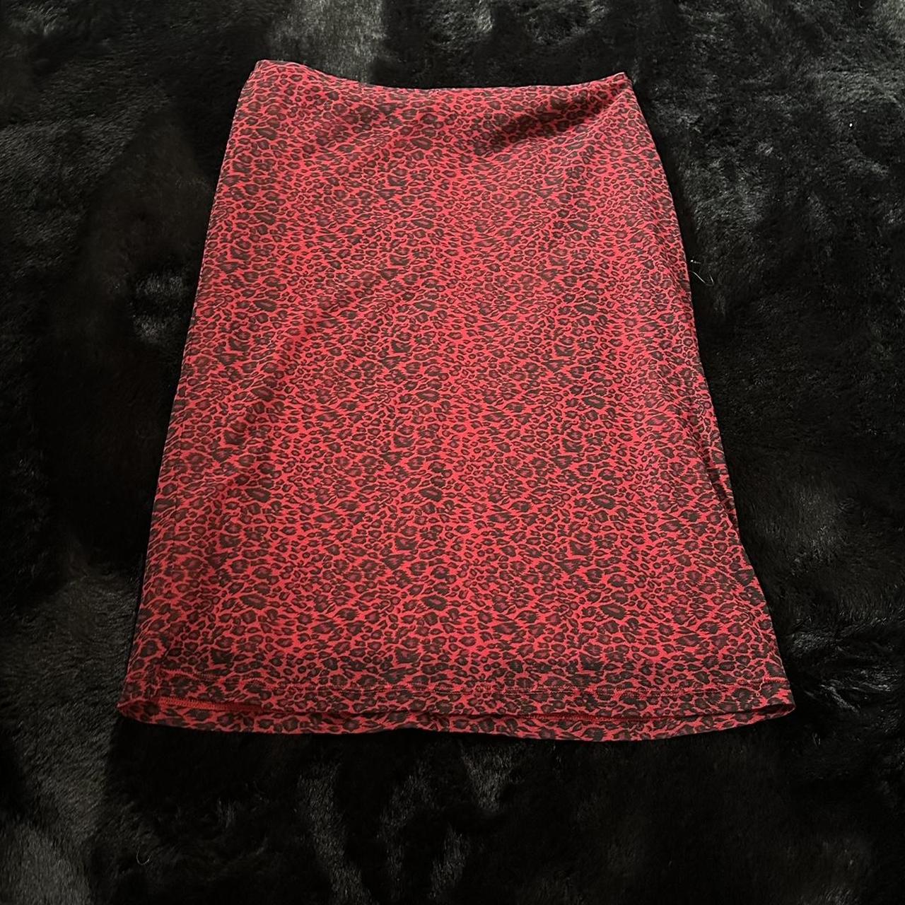 Zara red outlet leopard print skirt