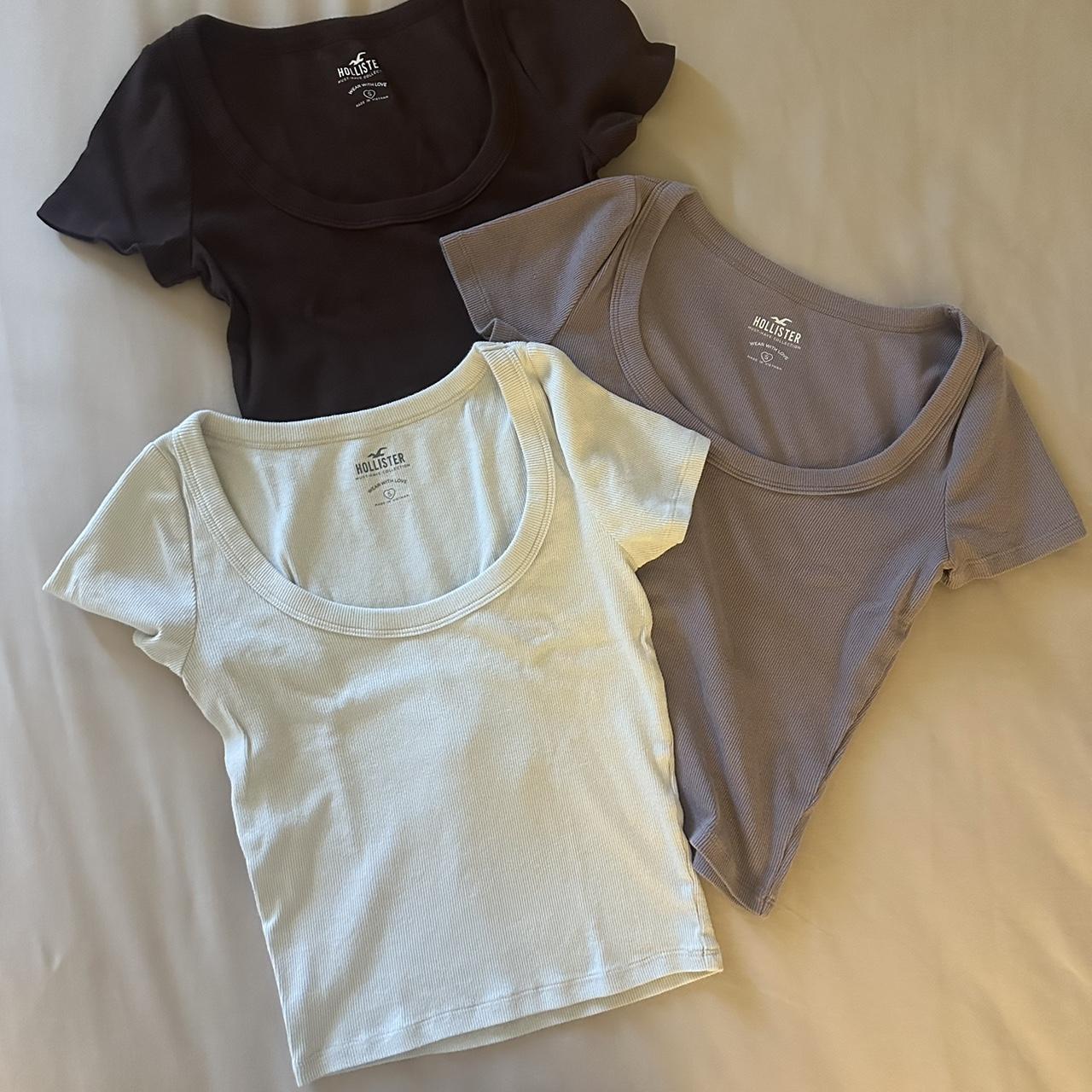 hollister scoop basic crop tops - cream, brown,... - Depop