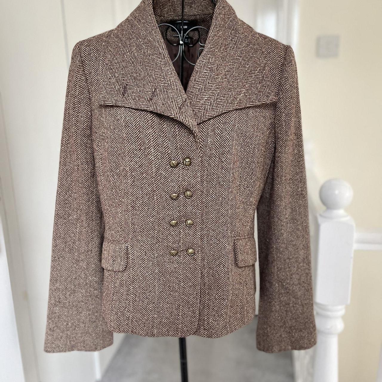 H&M tweed jacket with large collar and button holes... Depop