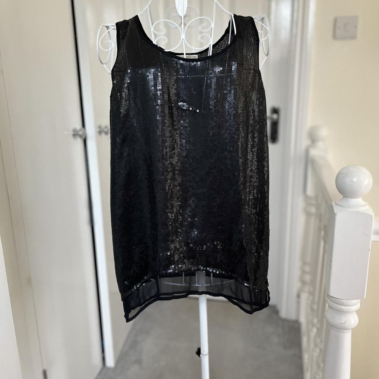 Black Gold Hawk long sequin sheer top that has a... - Depop