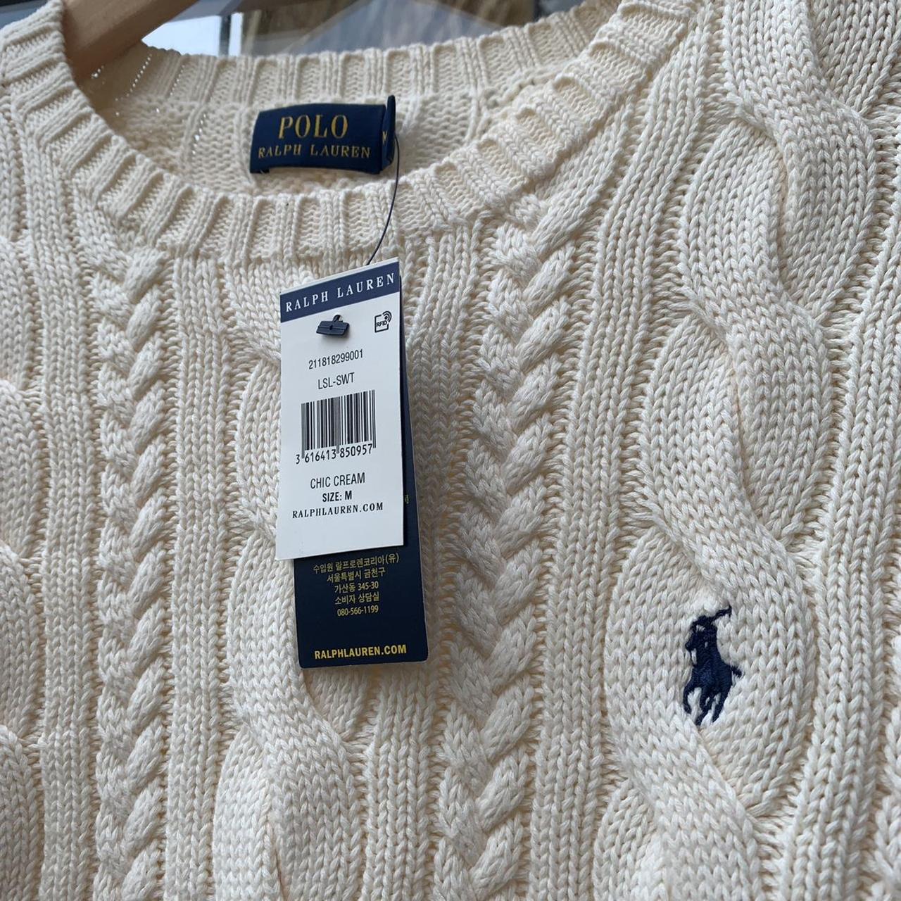 Polo Ralph Lauren Women's Cream and White Jumper | Depop