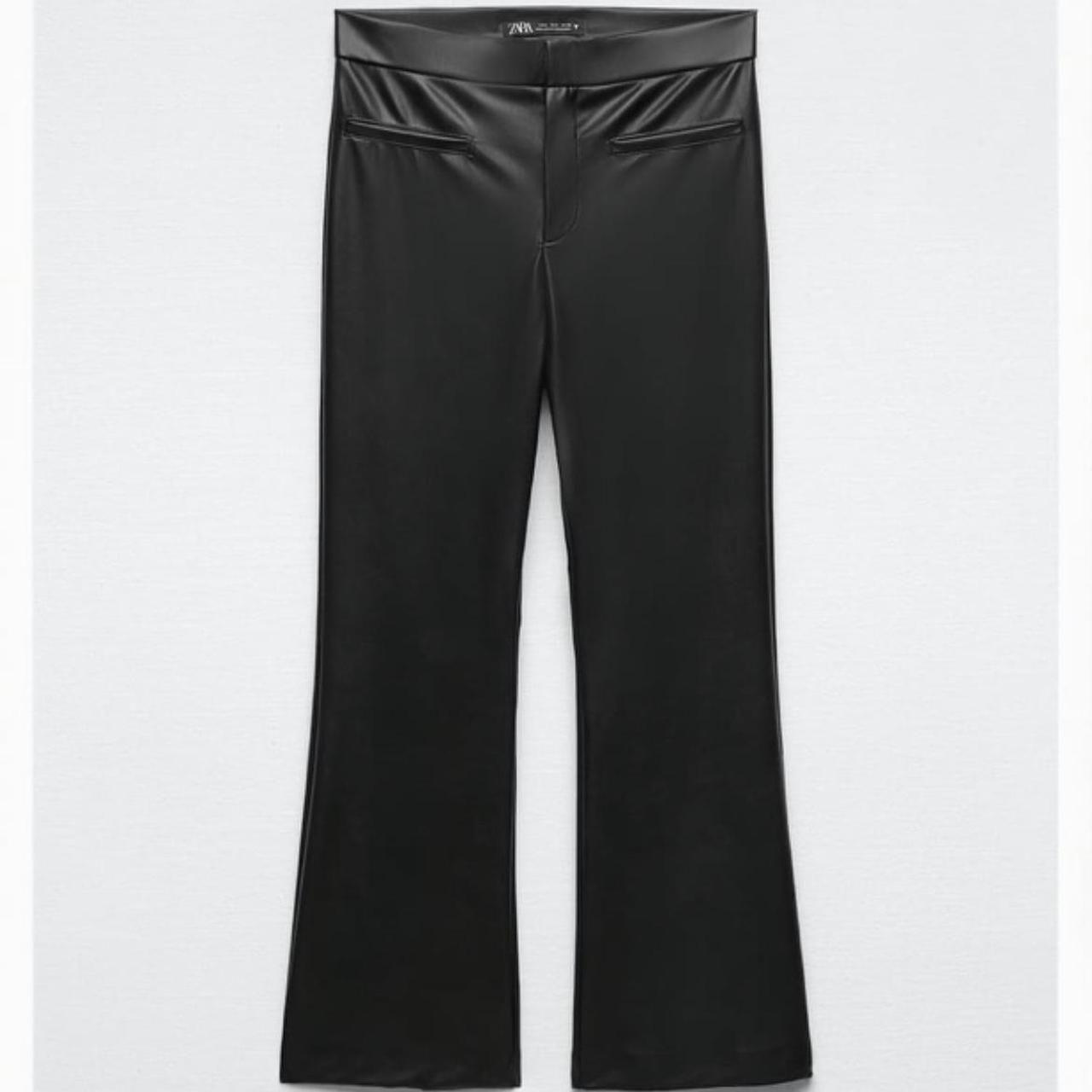 Zara faux leather mini flare trousers size medium... Depop