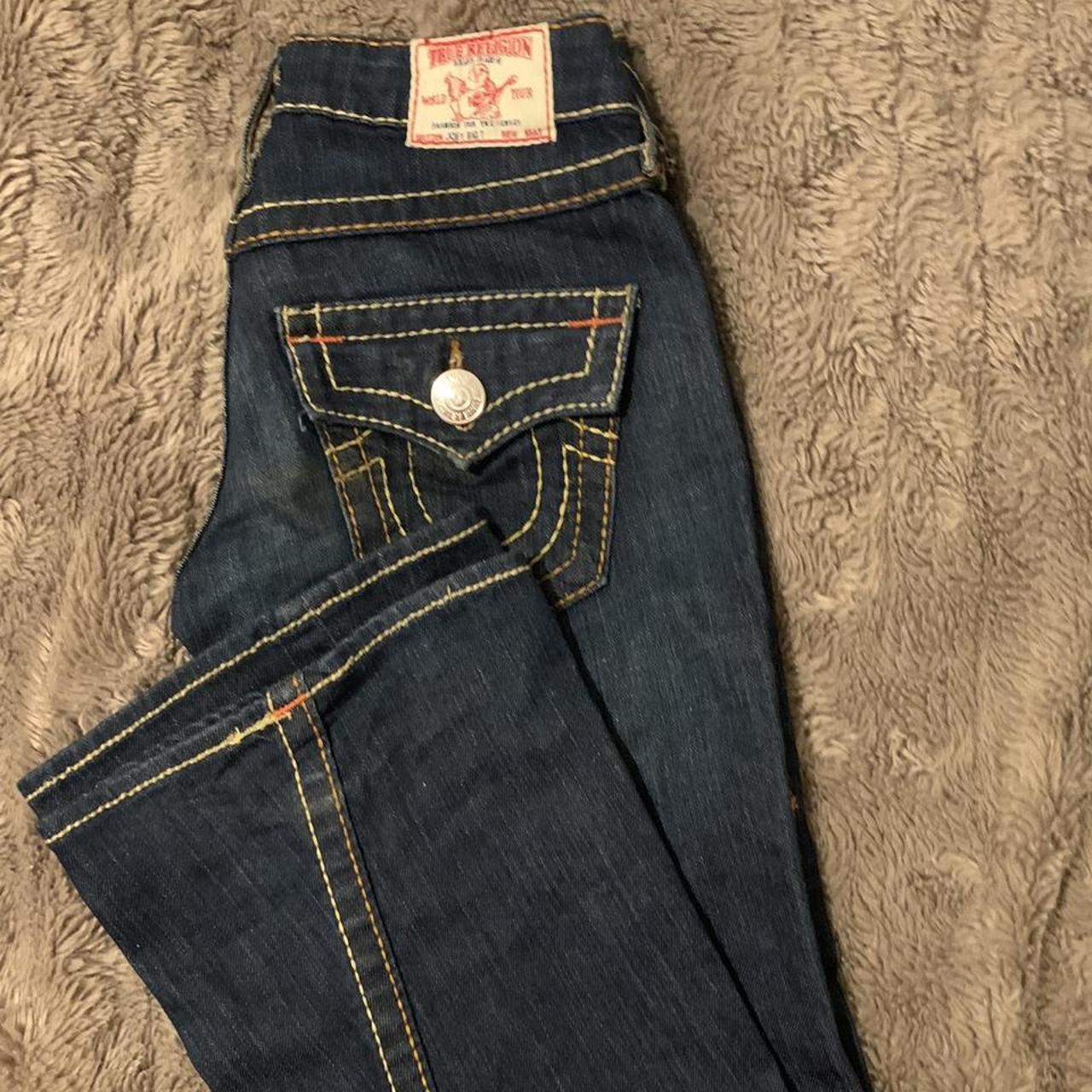 True Religion Low Waisted Flared Jeans Waist Depop